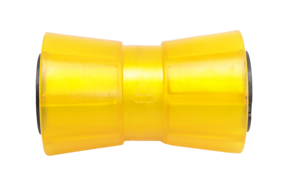 Knott Kielrol oranje/geel - 133x58,5 mm - naafdiameter 17 mm - PU materiaal