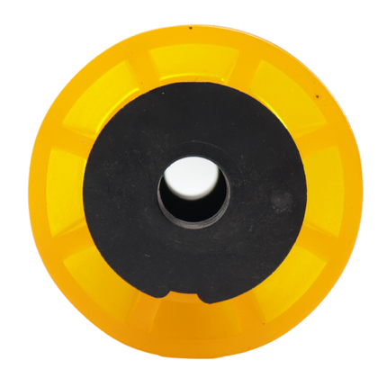 Knott Kielrol oranje/geel - 133x58,5 mm - naafdiameter 17 mm - PU materiaal