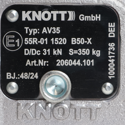 Knott Knott AV35 - rond 60 mm - 3500 kg - geremde koppeling met geïntegreerd slot