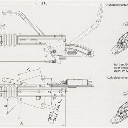 Knott Knott oplooprem aanhanger - KF20 - maximaal trekvermogen: 2000 kg - incl. neuswielconsole - V-dissel aansluiting