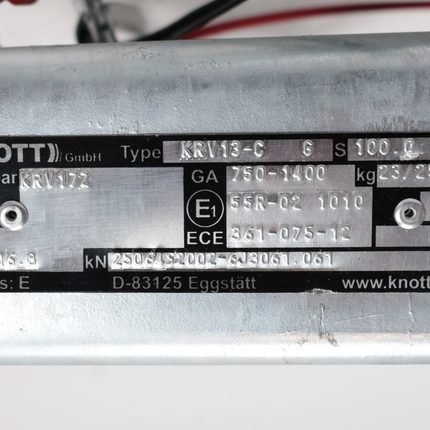 Knott Knott oplooprem aanhanger - KRV 13-C GF - maximaal trekvermogen: 1400 kg - aansluiting koker: 60 & 70 mm - incl. neuswielconsole