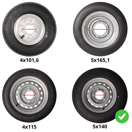 Load Star Compleet aanhanger wiel - 18x8.00-10 | 195/50B10 - steekmaat: 5x140 - draagvermogen: 750 kg - naafdiameter: 94 mm - 8PR