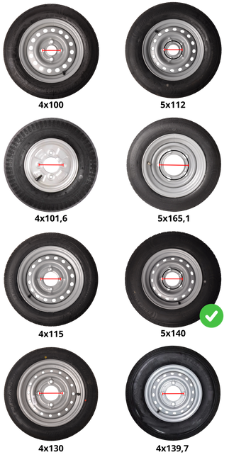 Load Star Compleet aanhanger wiel - 18x8.00-10 | 195/50B10 - steekmaat: 5x140 - draagvermogen: 750 kg - naafdiameter: 94 mm - 8PR