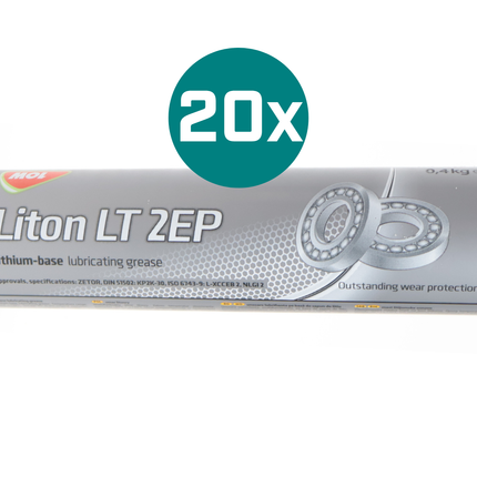 MOL-LUB Ltd. Set van 20 vetpatronen EP2 - 400 gram - universeel - MOL