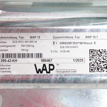 Peitz Peitz/WAP oplooprem aanhanger - maximaal trekvermogen: 1500kg - incl. neuswielconsole