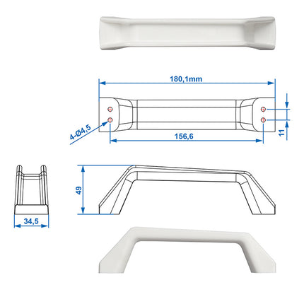ProPlus Set van 2 caravan handvatten/handvaten - wit