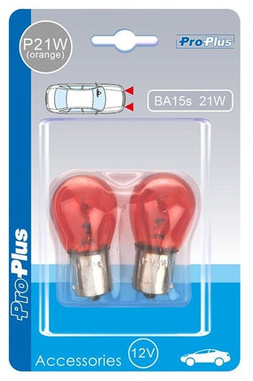 ProPlus Set van 2 lampjes Oranje , Bol Bajonet 12V 21/W ( Oranje knipperlicht) - 5 uurs aansluiting