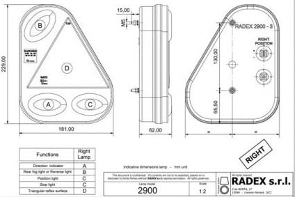 Radex Radex 2900 Rechts 180x240x60 mm - verticale montage - voorzien van 5-polige connector aansluiting