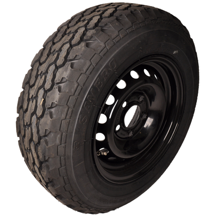 Savero Compleet aanhanger wiel - 185/70R13C - offroad profiel - zwarte velg - steekmaat: 5x112 - draagvermogen: 950 kg - naafdiameter: 67 mm