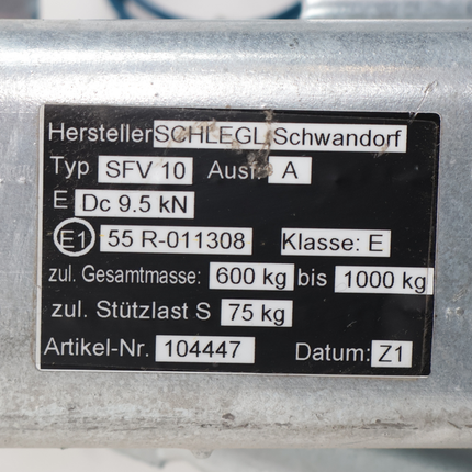 Schlegl Schlegl oplooprem aanhanger - SFV10 - maximaal trekvermogen: 1000 kg - V-dissel aansluiting