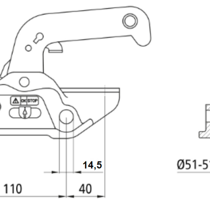 Winterhoff Winterhoff WW30-D3 - rond 50 mm - 3000 kg - geremde koppeling - M14/M12