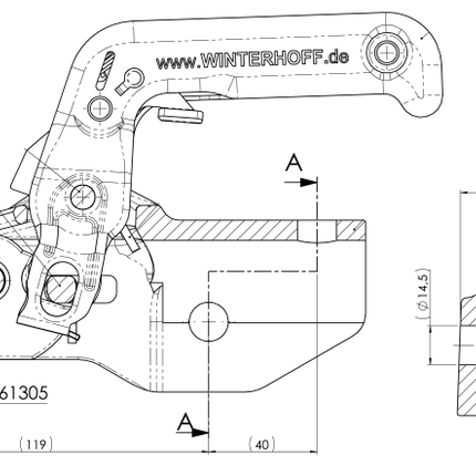 Winterhoff Winterhoff/Albe EM350RC - rond 60 mm - 3500 kg - geremde koppeling
